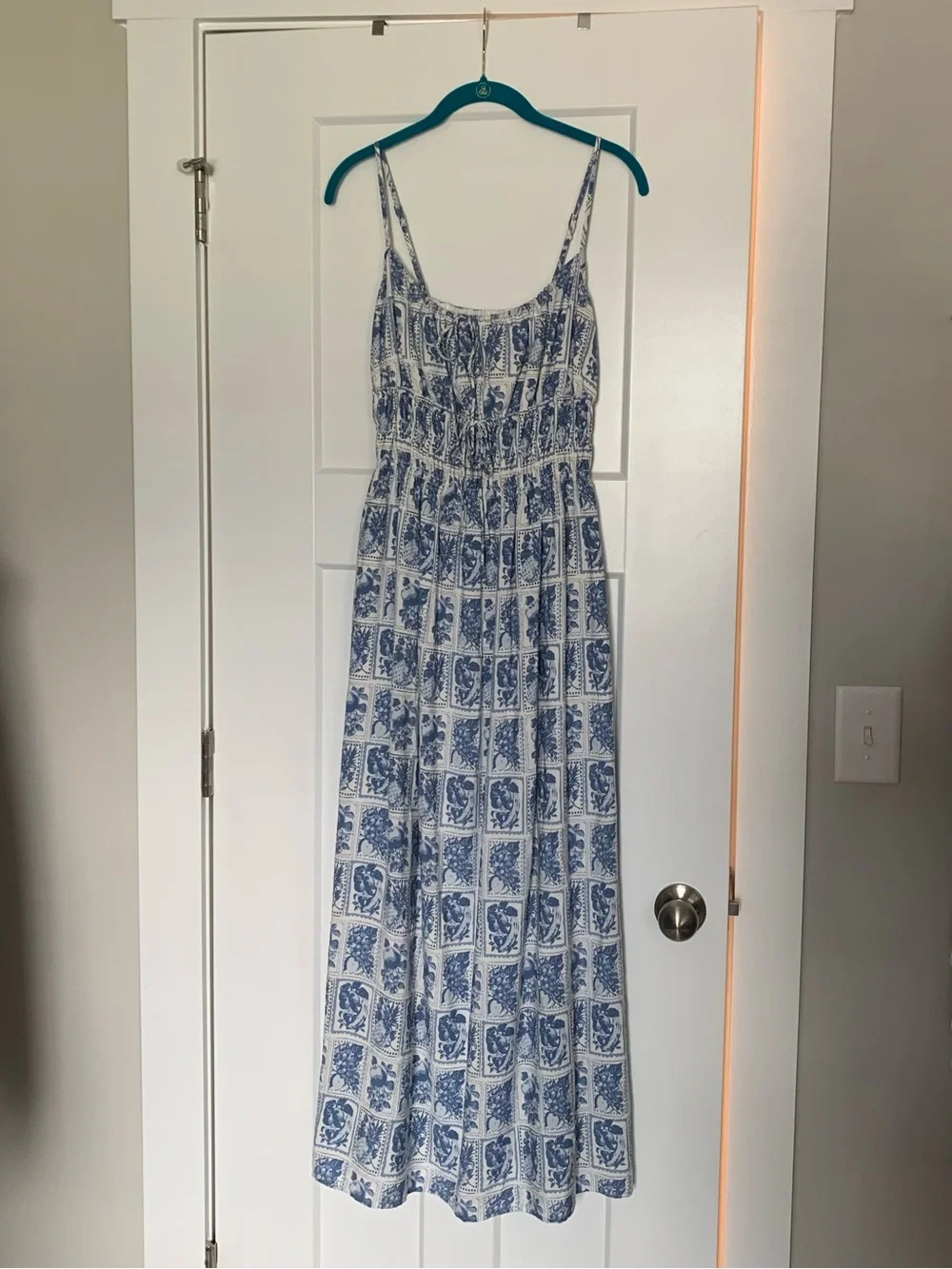 Abercrombie & Fitch Coastal Blue Printed Maxi Dress Small NWT 🍋